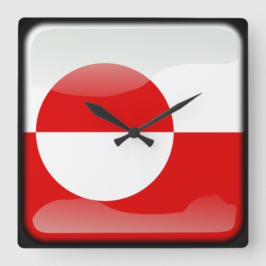 グリーンランド国旗 スクエア壁時計 (正面)