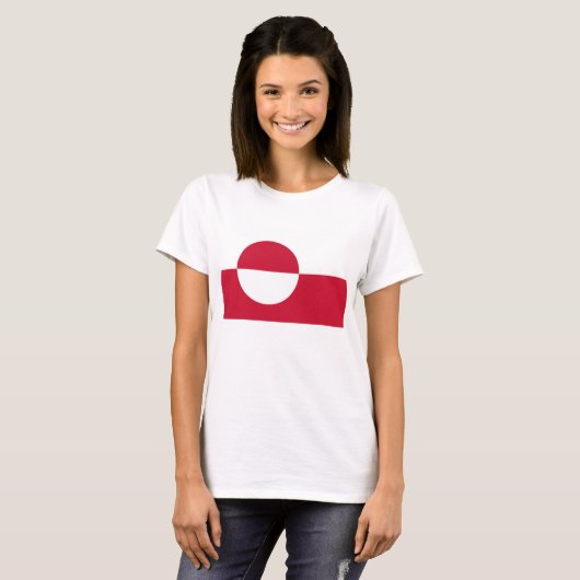 グリーンランド州旗を持つ女性Tシャツ Tシャツ (正面フル)