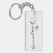 グリーンランド州旗ハートスクリプトデザイン キーホルダー (正面左)