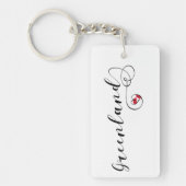 グリーンランド州旗ハートスクリプトデザイン キーホルダー (正面)