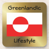 グリーンランド州旗+文字コースター コースター (正面)