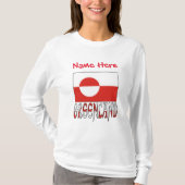 グリーンランド・グリーンランド州旗パーソナライズされた赤 Tシャツ (正面)