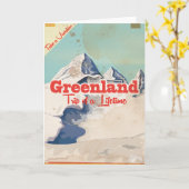 グリーンランド ヴィンテージ トラベル ポスター カード (黄色い花)