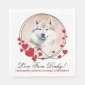 グリーンランド 赤いハートフレーム 犬の写真 スタンダードランチョンナプキン (正面)