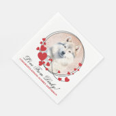 グリーンランド 赤いハートフレーム 犬の写真 スタンダードランチョンナプキン (角)