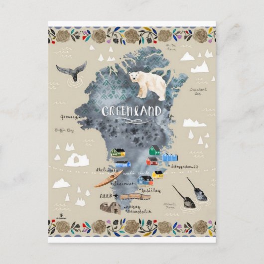 "グリーンランド: 13 ct./today - Hand 絵画's ポストカード (正面)