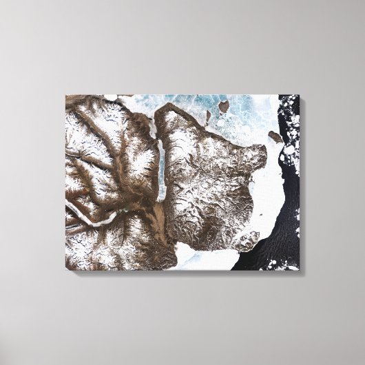 グリーンラン東部の海岸に海氷が並ぶ キャンバスプリント (正面)