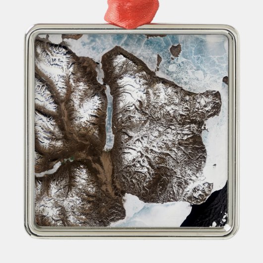 グリーンラン東部の海岸に海氷が並ぶ メタルオーナメント (正面)