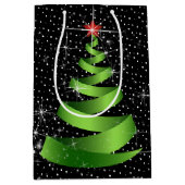 グリーンリきらめくボンクリスマスツリー ミディアムペーパーバッグ (正面)