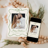 グリーンリエレガントボンボウ2フォトホリデーカード シーズンカード