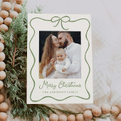 グリーンリエレガントボンボウ2フォトホリデーカード シーズンカード