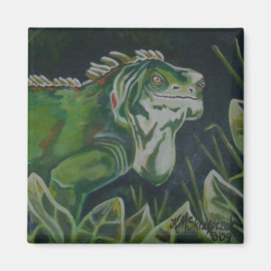 グリーンリザードイグアナ磁石 マグネット (正面)