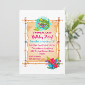 グリーンリザードトロピカルルアウ(ハワイ式宴会)誕生日招待状 招待状 (スタンド正面)