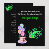 グリーンリザード誕生日パーティーへの招待 招待状 (正面/裏面)