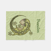 グリーンリザード フリースブランケット (正面(横))