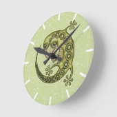 グリーンリザード ラウンド壁時計 (傾斜)