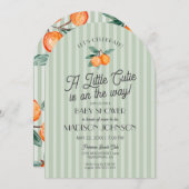 グリーンリトルかわいこちゃんオンザウェイシトラスベビーシャワー 招待状 (正面/裏面)