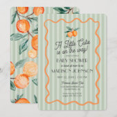 グリーンリトルかわいこちゃんパステルシトラステーマベビーシャワー 招待状 (正面/裏面)