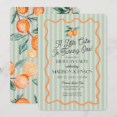 グリーンリトルかわいこちゃんパステルシトラステーマ誕生日 招待状 (正面/裏面)