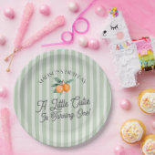 グリーンリトルかわいこちゃんパステルシトラスバースデーパーティー ペーパープレート (パーティー)