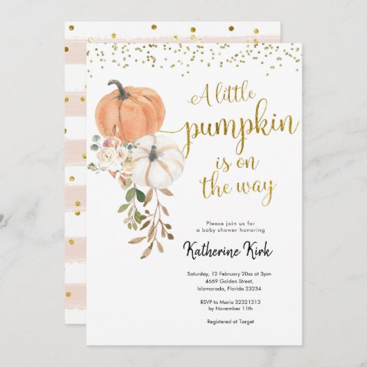 グリーンリトルカボチャが途中招待状 招待状 (正面/裏面)