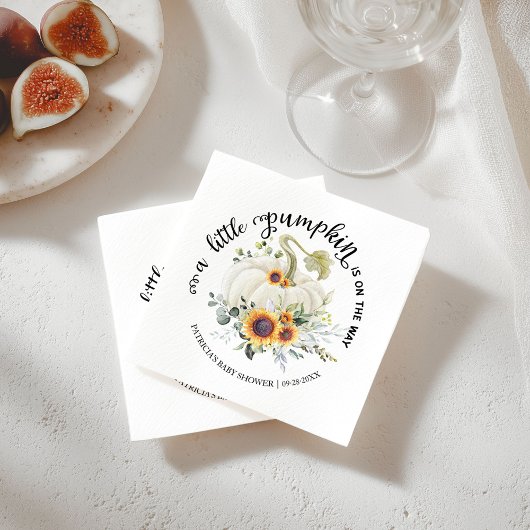 グリーンリトルカボチャ秋ベビーシャワーナプキン スタンダードカクテルナプキン