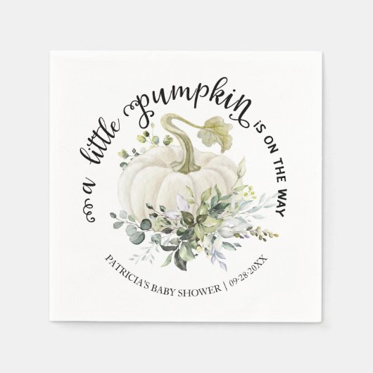 グリーンリトルカボチャ秋ベビーシャワー スタンダードカクテルナプキン (正面)