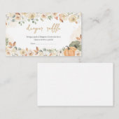 グリーンリトルカボチャ赤ちゃんシャワーおむつラッフル エンクロージャーカード (正面/裏面)