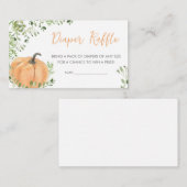 グリーンリトルカボチャ赤ちゃんシャワーおむつラッフル エンクロージャーカード (正面/裏面)