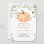 グリーンリトルカボチャ赤ちゃんシャワー 招待状 (正面)