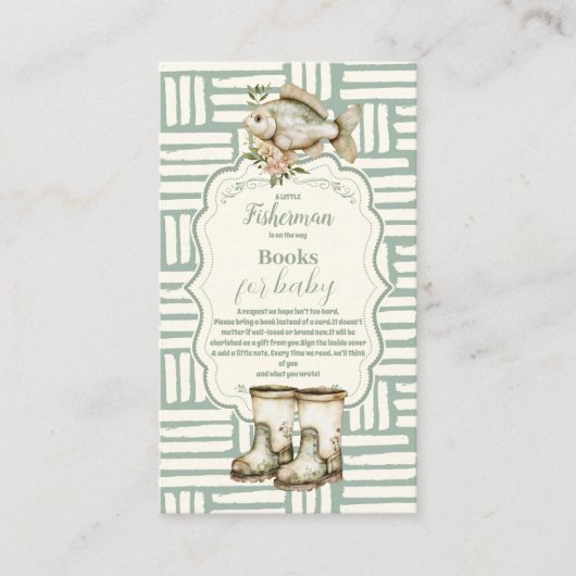 グリーンリトルフィッシャーマン魚釣りブックスベビー エンクロージャーカード (正面)