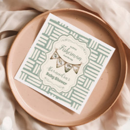 グリーンリトル漁師魚釣りベビーシャワー スタンダードカクテルナプキン