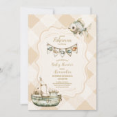 グリーンリトル漁師魚釣りベビーシャワー 招待状 (正面)