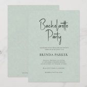 グリーンリネンシンプルブラックスクリプトバチェロレッテ 招待状 (正面/裏面)