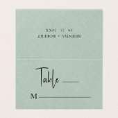グリーンリネンシンプルブラックスクリプ結婚ト座席表 名刺 (外部フラット)