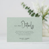 グリーンリネンシンプルブラックスクリプ結婚ト詳細 招待状 (スタンド正面)