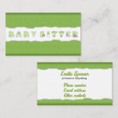 グリーンリネンバビーシッター&チャイルドカ気にード 名刺 (正面/裏面)