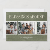 グリーンリネン恵みズアバウンドホリデーフォトカード シーズンカード (正面)