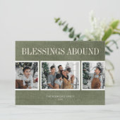 グリーンリネン恵みズアバウンドホリデーフォトカード シーズンカード (スタンド正面)