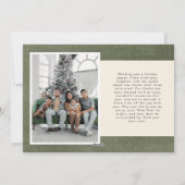 グリーンリネン恵みズアバウンドホリデーフォトカード シーズンカード (裏面)