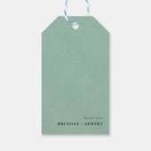グリーンリネン シンプルスクリプト ウェルカム ウェディング ギフトタグ (裏面)