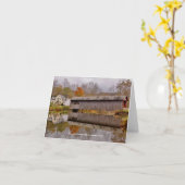 グリーンリバーカバードブリッジ – ギルフォード、バーモント カード (黄色い花)