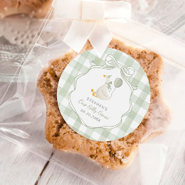 グリーンリボンがかわいい「1才のガチョウ」ファーストバースデー ラウンドシール