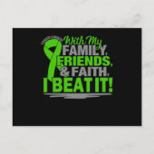 グリーンリボンがんを克服した友人の家族信仰 インビテーションポストカード (正面)