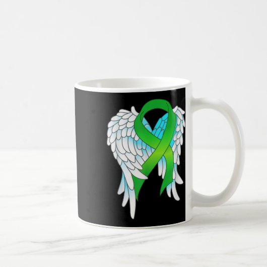 グリーンリボンエンジェルウィングス – メンタルヘルス認識度 コーヒーマグカップ (右)