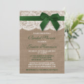 グリーンリボンオンバーラップ&レースブライダルシャワー 招待状 (スタンド正面)