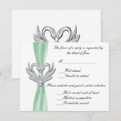 グリーンリボンシルバースワンスレスポンスカード 出欠カード (正面/裏面)