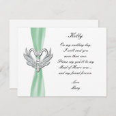 グリーンリボンシルバースワンズ メイドオブオナーカード 招待状 (正面/裏面)