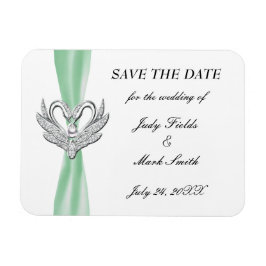 グリーンリボンシルバースワン日付磁石を保存 マグネット