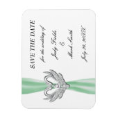 グリーンリボンシルバースワン日付磁石を保存 マグネット (縦)